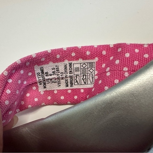 Lands' End Women’s Sandals Size 8B Silver Pink Polka Dot Thong Flip Flop - Picture 13 of 13
